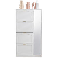 ORMAR za cipele 24/80/147 cm bijeli od iverice sa zrcalnim vratima i 4 preklopna pretinca - bijela, drvni materijal (80/147/24cm) - OKWISH