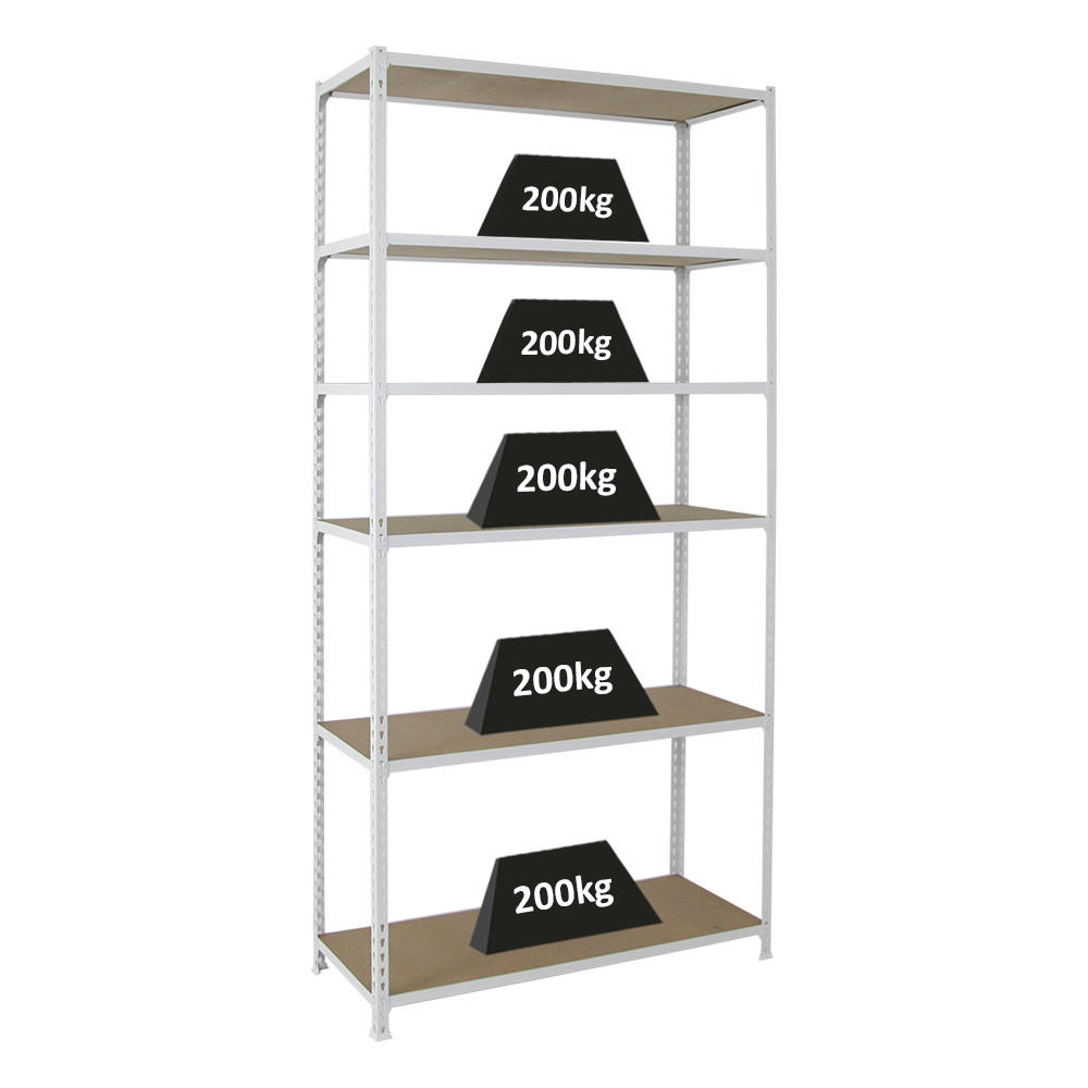 SCHWERLASTREGAL Giant Muli HxBxT 250 x 110 x 50 cm 6 Fachböden Fachlast 200 kg Weiß - Weiß, Metall (110/250/50cm) - PROREGAL