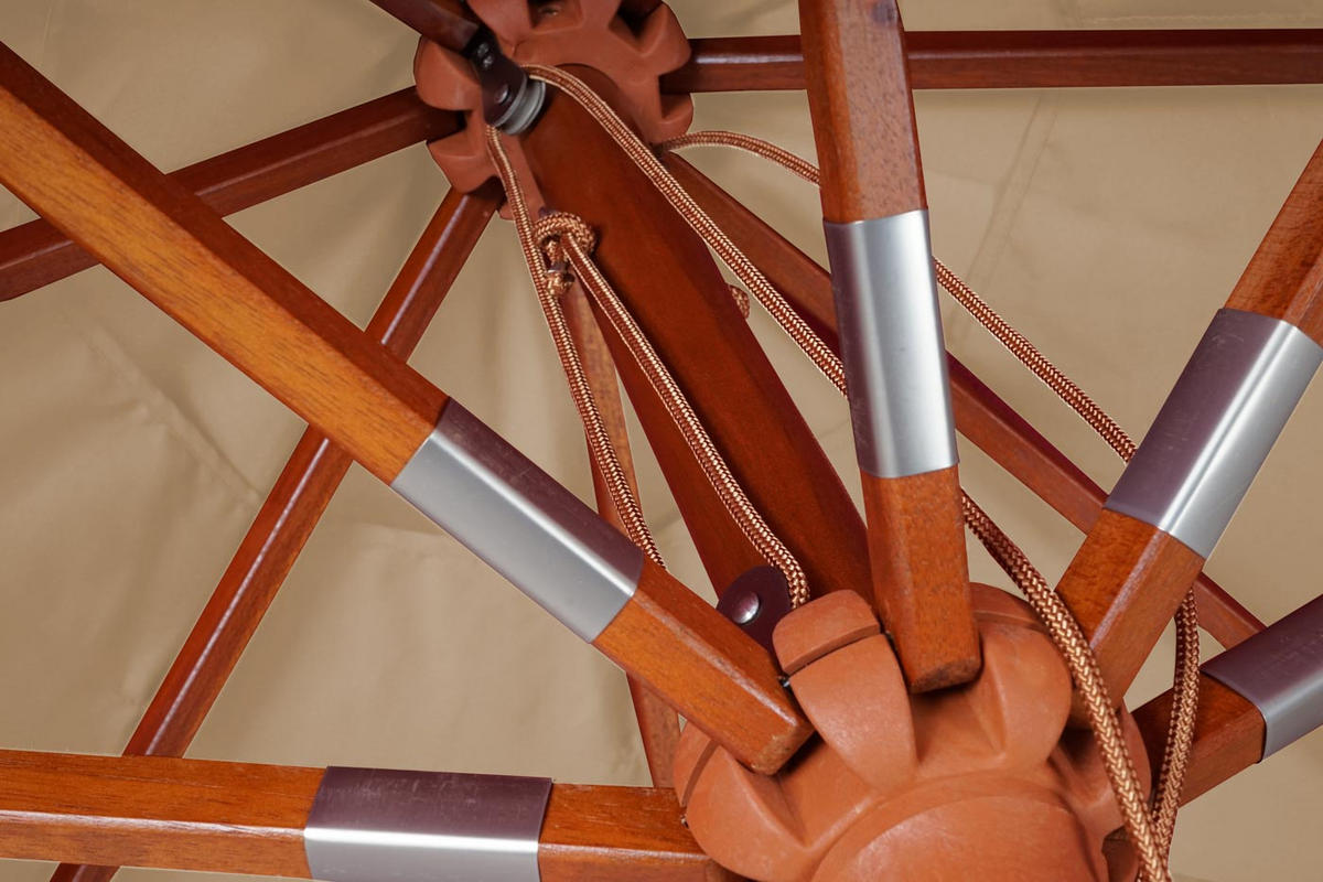 GASTRONOMIE SONNENSCHIRM I Cremeweiß - Weiß, Holz (300/300cm) - MCW