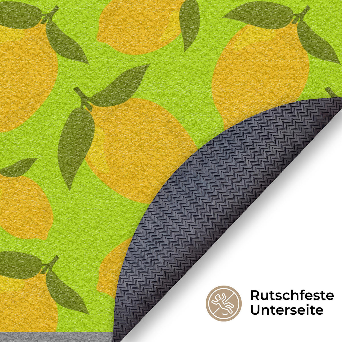 ROHOŽKA Citrony vzor - Žlutá - Modrá - Vzor - Ovoce 90x90 cm - žlutá, textil/umělá hmota (90/0.4cm) - MuchoWow