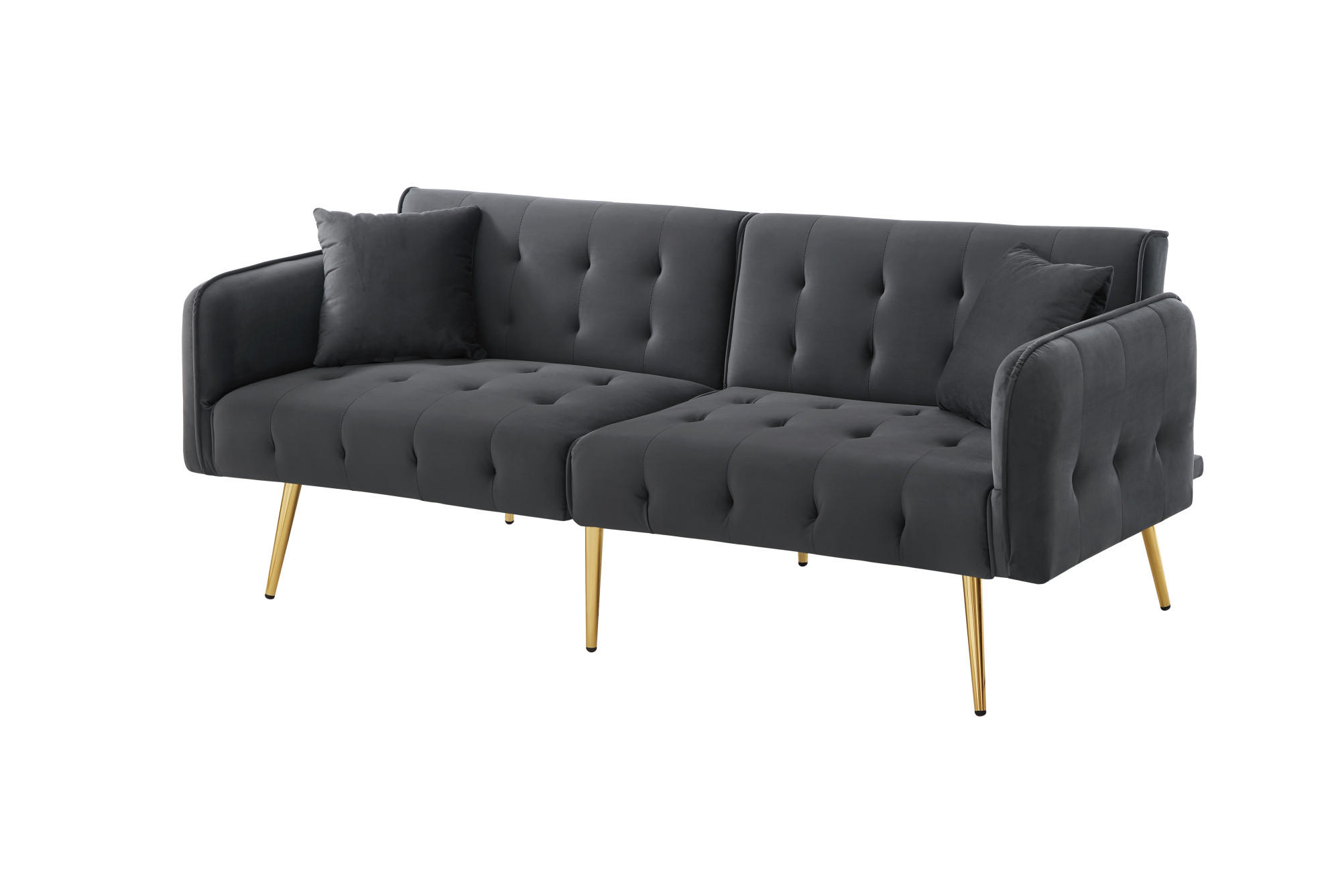 SCHLAFSOFA 2-Sitzer mit Liegefunktion 215 x 81,5 cm Velours Antique Gray - Grau, Kunststoff (178/70/82cm) - Meubliv