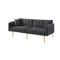 SCHLAFSOFA 2-Sitzer mit Liegefunktion 215 x 81,5 cm Velours Antique Gray - Grau, Kunststoff (178/70/82cm) - Meubliv