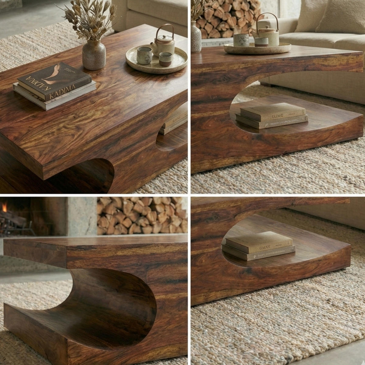 COUCHTISCH Massivholz mit zwei Ablagefächern, handgefertigt und pflegeleicht, Braun 118x70x38 cm - Braun, Holz (70/118/38cm) - KADIMA DESIGN