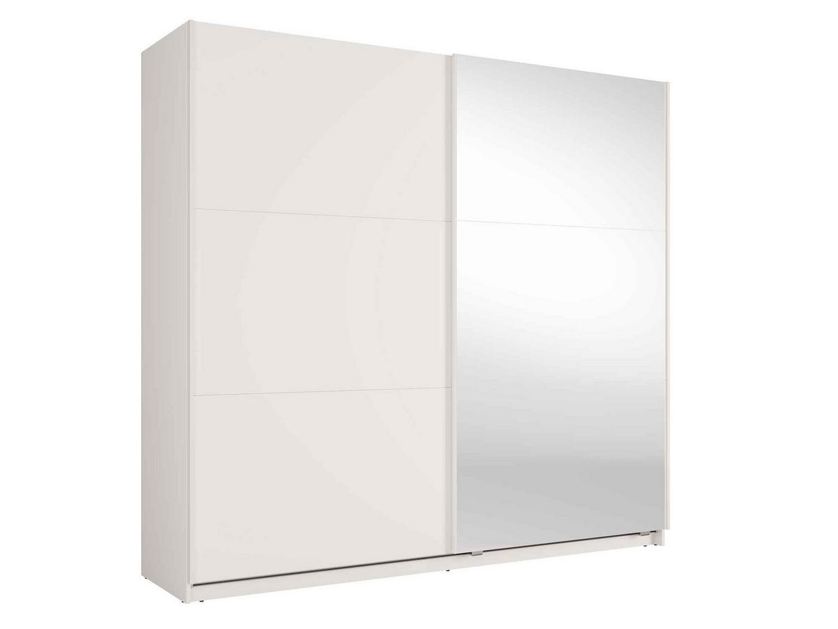 SCHWEBETÜRENSCHRANK RADEN 221/207/60cm 2-türig mit Spiegel Weiß - Weiß, Holzwerkstoff (221/207/60cm) - MASSENO