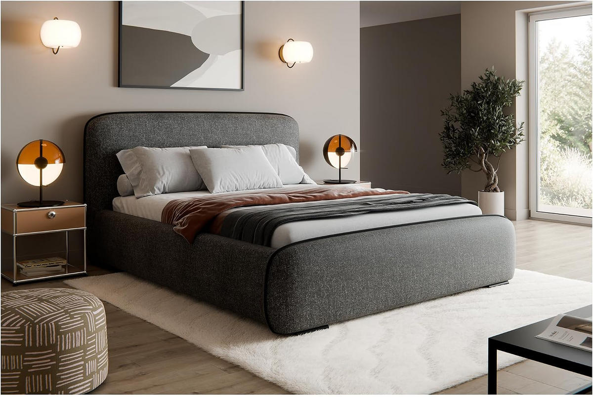 BETT BELLION - Schwarz, Holzwerkstoff (160/200cm) - Meblini