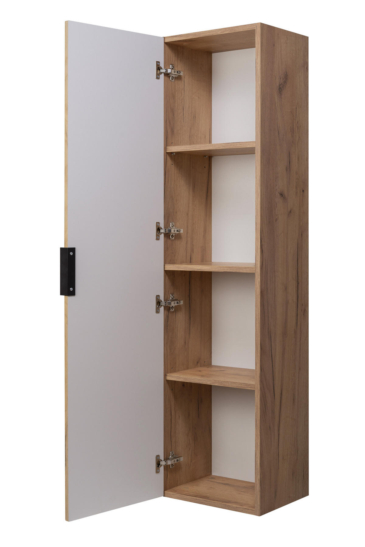 BADEZIMMERSCHRANK, Gold Craft Eiche, 35 x 136 x 27 cm, Schwarze Griffe - Eichefarben/Schwarz, Holzwerkstoff/Kunststoff (35/136/27cm) - 3XE LIVING