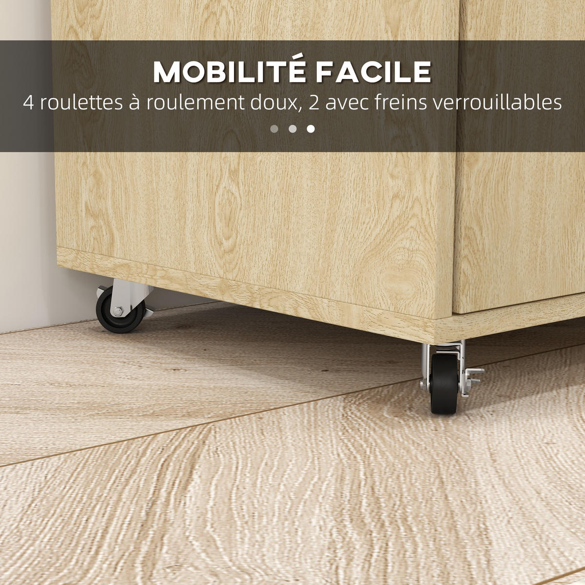 SERVIERWAGEN DE-17146 mit Rollen & viel Stauraum - Naturfarben, Holzwerkstoff (40/80.5/75cm) - ComfortXL