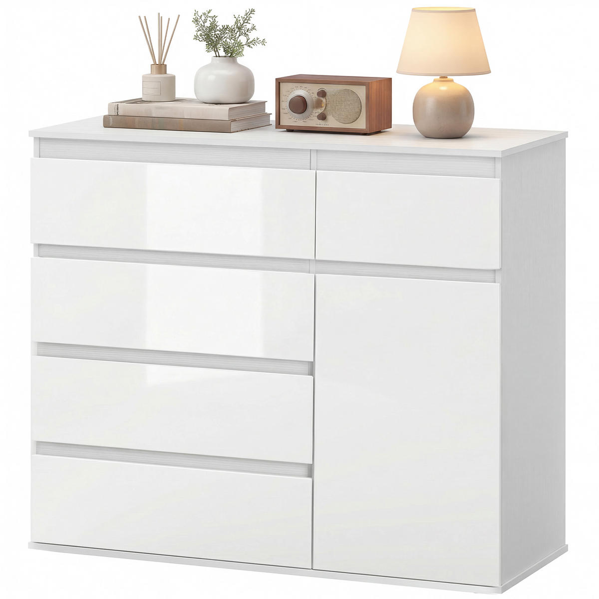 NACHTTISCH Weiß Hochglanz 40.0/100.0/80.0cm - Weiß Hochglanz, Holzwerkstoff (100/80/40cm)