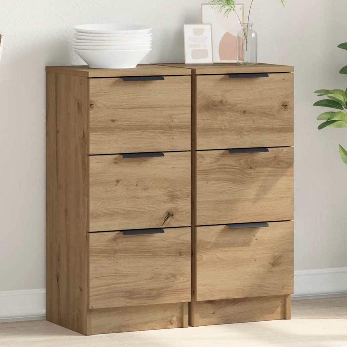 SIDEBOARDS 2Er Set Artisan-Eiche 30/30/70 Cm Holzwerkstoff - Braun, Holzwerkstoff (30/70/30cm) - vidaXL