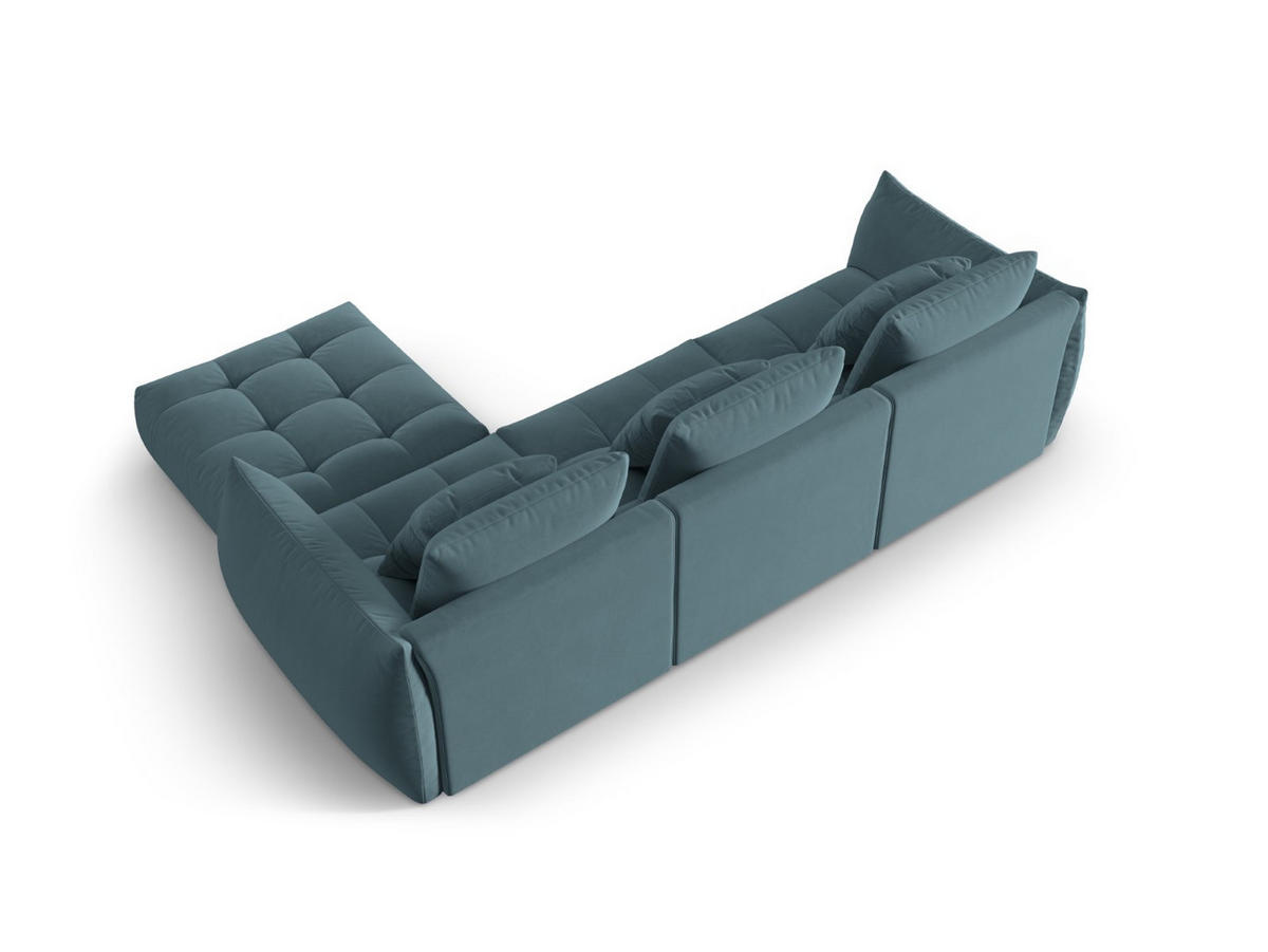 ECKSOFA modular links Bloom aus Samt pastellblau 2 Sitzplätze - Pastellblau, Textil (216/332cm) - Micadoni