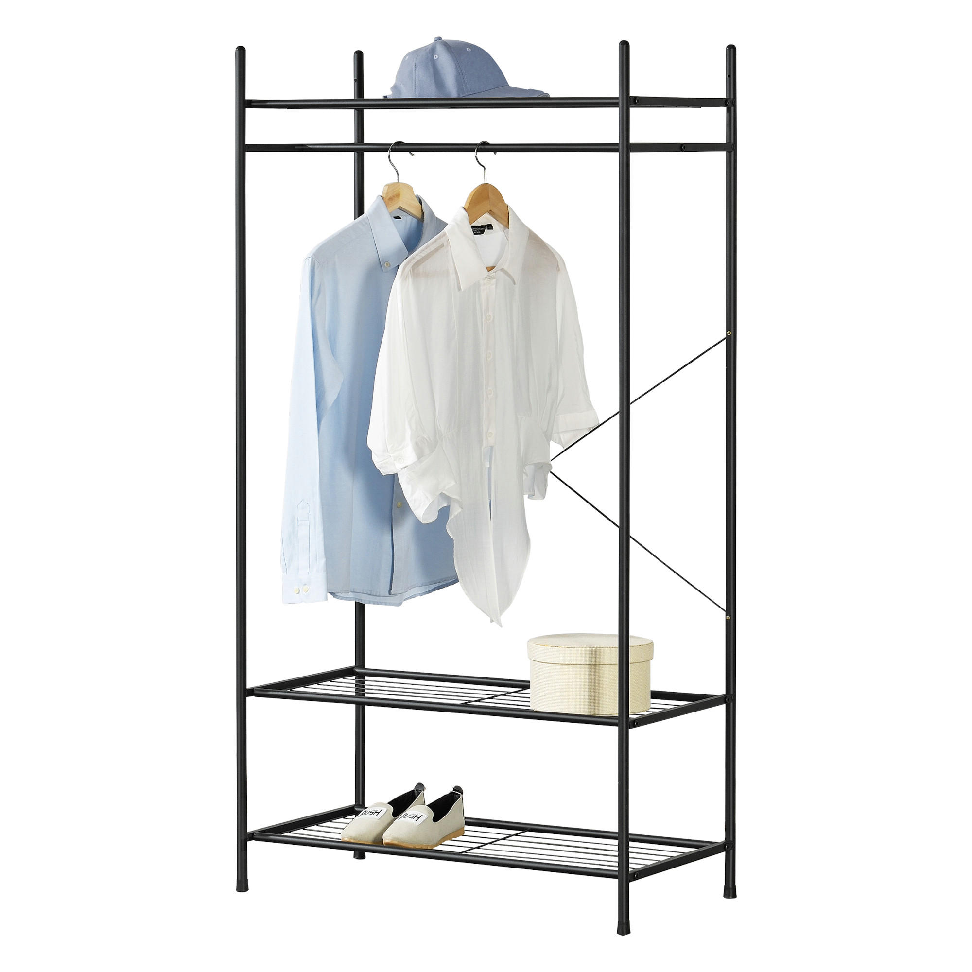 GARDEROBENSTÄNDER - Schwarz, Metall (80/150/40cm) - [en.casa]