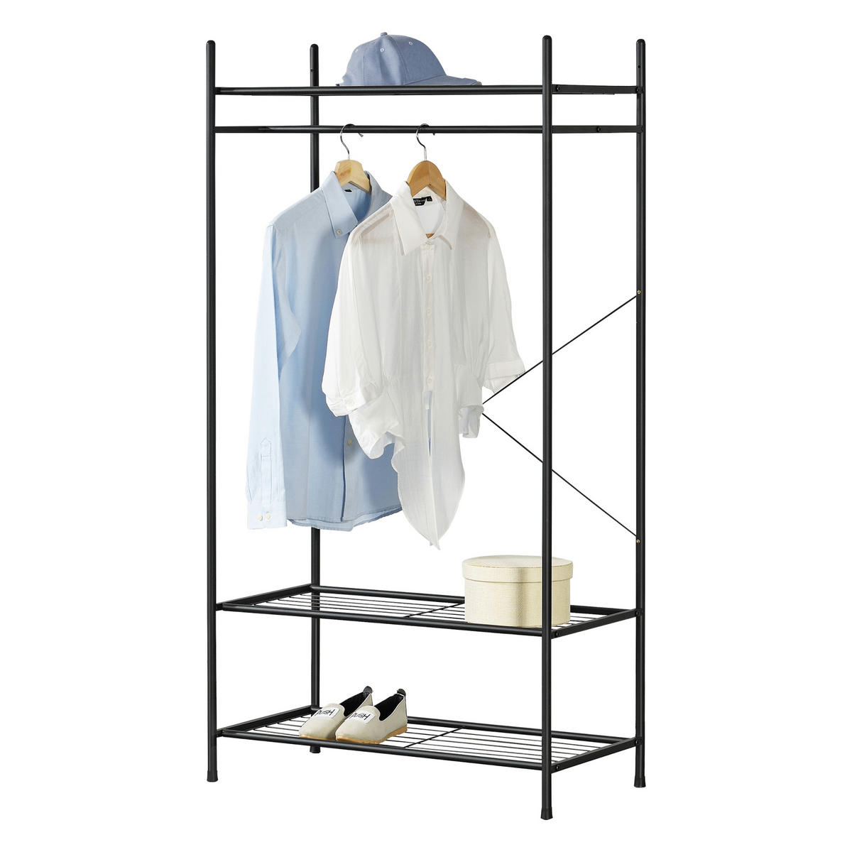 GARDEROBENSTÄNDER - Schwarz, Metall (80/150/40cm) - [en.casa]