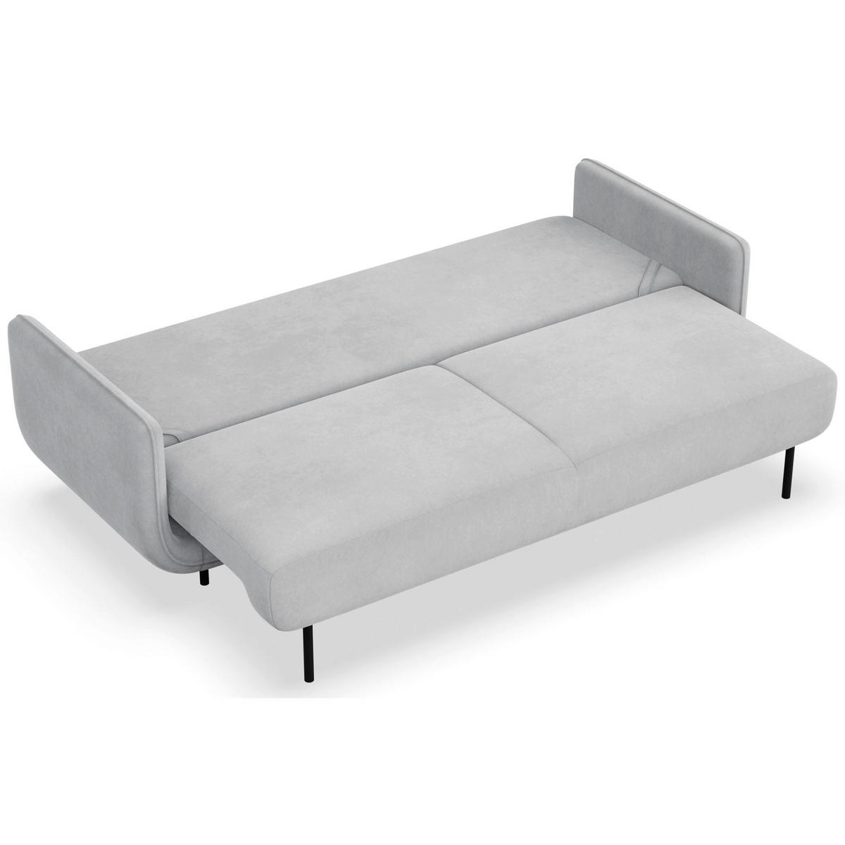 SCHLAFSOFA Ovals Hellgrau - Hellgrau/Schwarz, Textil/Metall (236/95/96cm) - Selsey