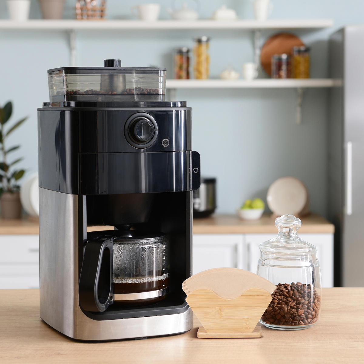 KAFFEEFILTERHALTER - Hellbraun, Holz (18/10/6cm) - Relaxdays