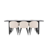 TISCHGRUPPE Beige - Beige, Holzwerkstoff/Textil (220/75/100cm) - ebuy24