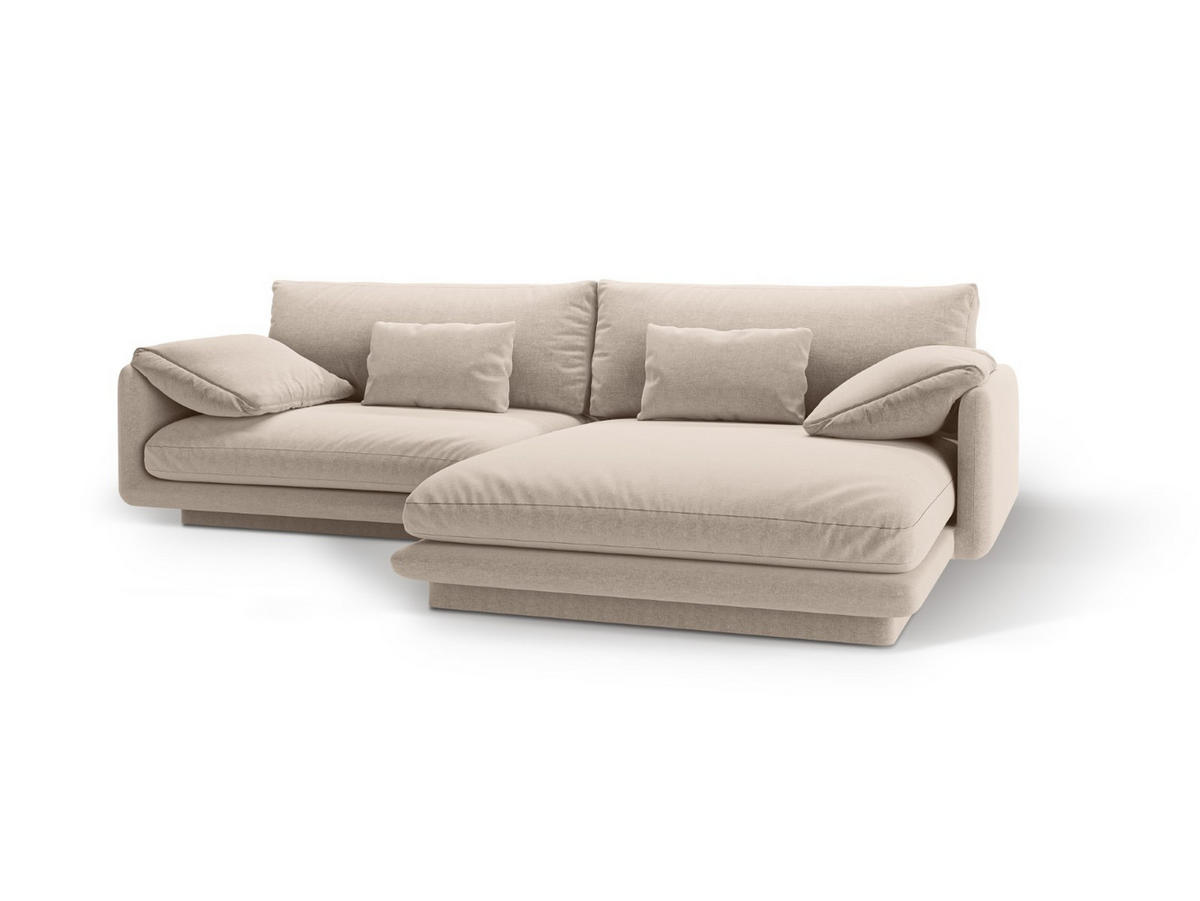 ECKSOFA rechts Torino aus strukturiertem Stoff leichtes beige 4 Sitzplätze - Creme, Textil (170/250cm) - Micadoni