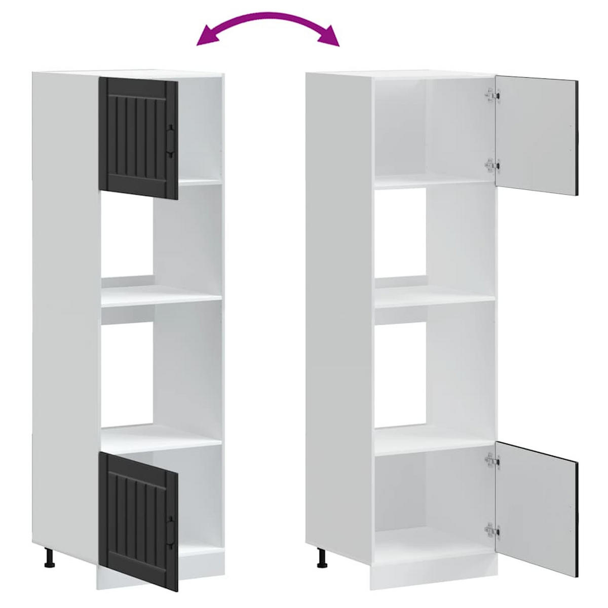 HERDUMBAUSCHRÄNKE 2er Set Lucca Schwarz Holzwerkstoff - Schwarz, Holzwerkstoff (57/207/60cm) - vidaXL