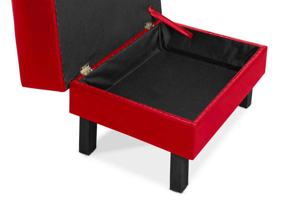 SITZHOCKER ESPECTO auf hohen Holzbeinen, rot - Rot/Schwarz, Textil (58/47/56cm) - KONSIMO®