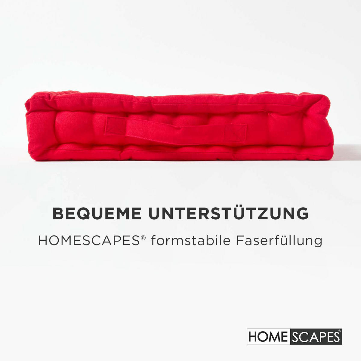 SITZKISSEN rot 50/50/10 cm – Bodenkissen unifarben - Rot, Textil (50/50/10cm) - Homescapes