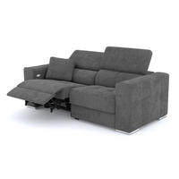 SOFA QUARTZ 3-Sitzer mit 1 Relaxfunktion, dunkelgrau - Dunkelgrau/Silberfarben, Holzwerkstoff/Textil (204/80/102cm) - Courtois Laville