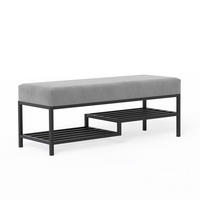 POLSTERBANK STEP 80 cm Schwarz / Grau ,Metallgestell - Grau, Metall (80/45/35cm) - Idohome