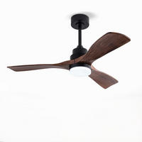 DECKENLEUCHTE mit 3 Holzflügeln, 3-Stufen Dimmer, DC-Motor - Schwarz, Holzwerkstoff (107/107/45.7cm) - BEXEVUE