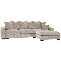 ECKSOFA Dahlia mit Schlaffunktion und Bettkasten in L-Form Rechts - Beige Chenille 285/92/155 cm - Beige/Schwarz, Kunststoff/Textil (155/285cm) - WFL GROUP