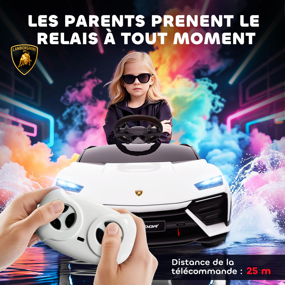 ELEKTRO-KINDERAUTO DE-13091 2 Motoren Weiß - Weiß, Kunststoff (101.5/49/43cm) - ComfortXL