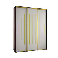 SCHWEBETÜRENSCHRANK 235,2/200/60 3-türig - Goldfarben/Schwarz, Holz/Metall (200/235/60cm) - Abiks Möbel