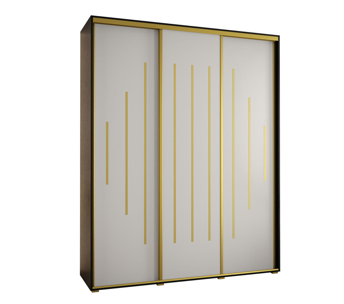 SCHWEBETÜRENSCHRANK 235,2/200/60 3-türig - Goldfarben/Schwarz, Holz/Metall (200/235/60cm) - Abiks Möbel