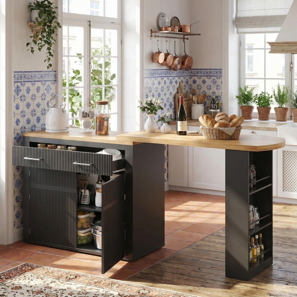 BARTISCH ausziehbar (137-215 cm) in Schwarz - Schwarz, Holzwerkstoff (39/215/102cm) - Urban Meuble