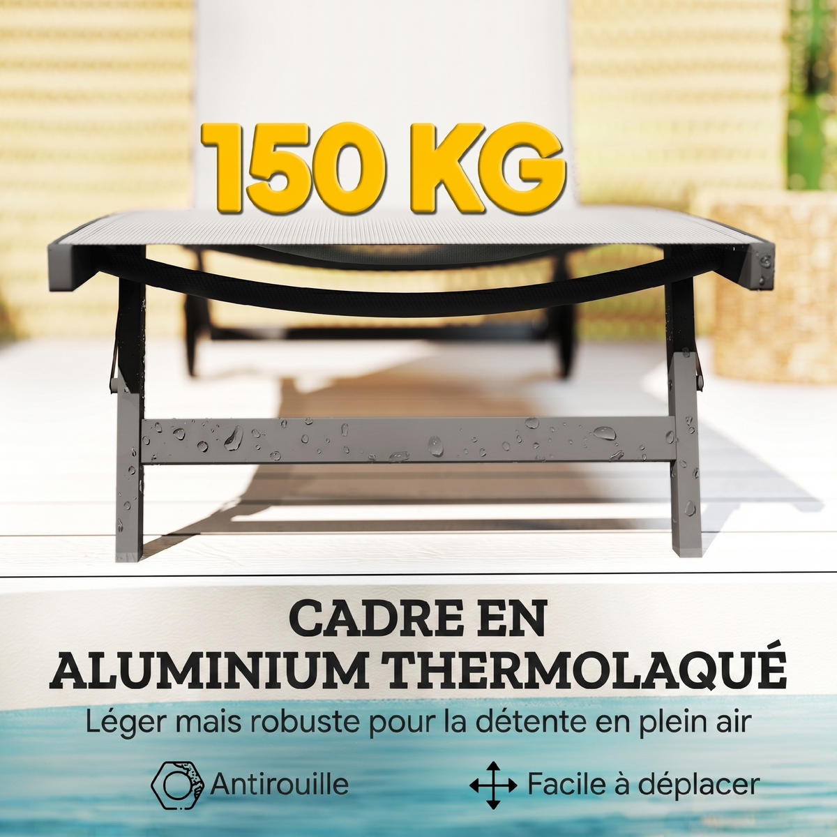 GARTENLIEGE Creme 2 Stück - Creme, Textil (165/102/66cm) - GiPP