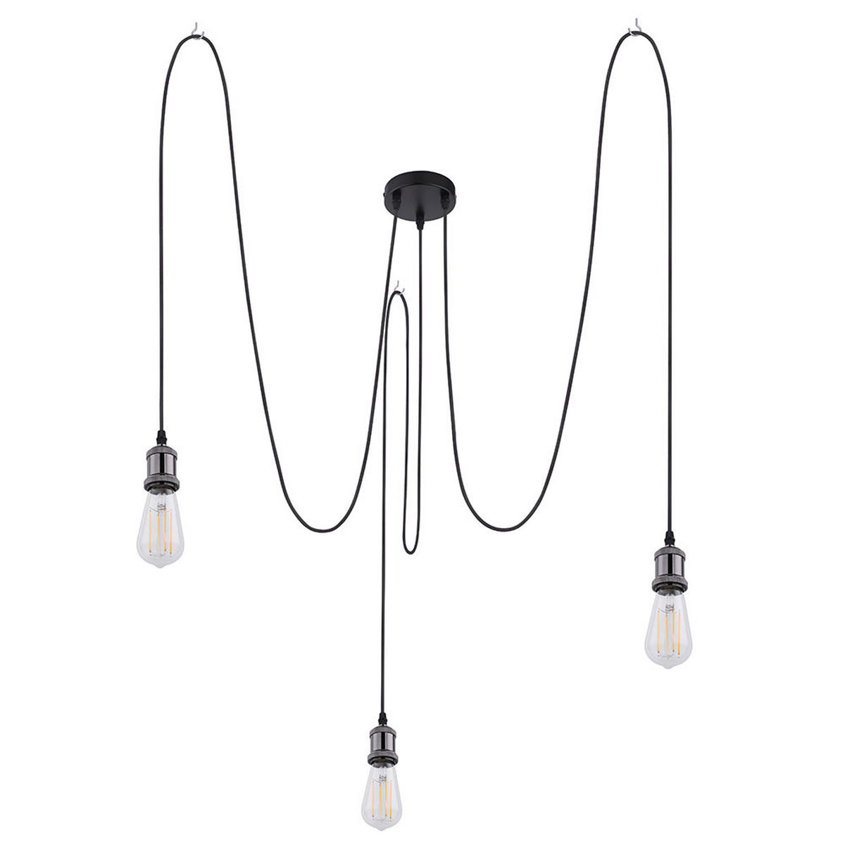 HÄNGELEUCHTE OLIVER Metall schwarz, 3-flammig, Ø200 cm - Schwarz, Metall (200/200/100cm) - Globo Lighting