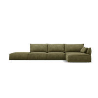 ECKSOFA rechts Kaelle aus Chenille-Stoff grün 5 Sitzplätze - Grün, Textil (171/364cm) - Micadoni