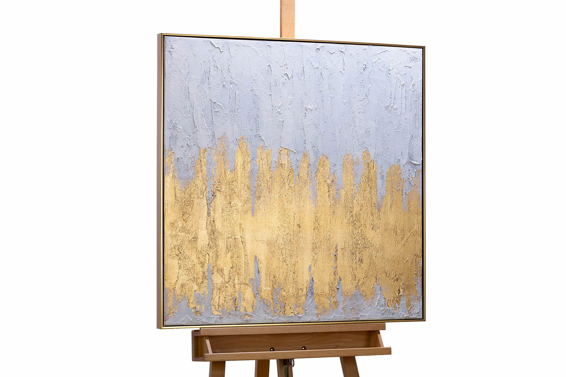 ACRYLBILD HANDGEMALT 80/80 cm - Beige/Goldfarben, Textil (80/80cm) - KUNSTLOFT