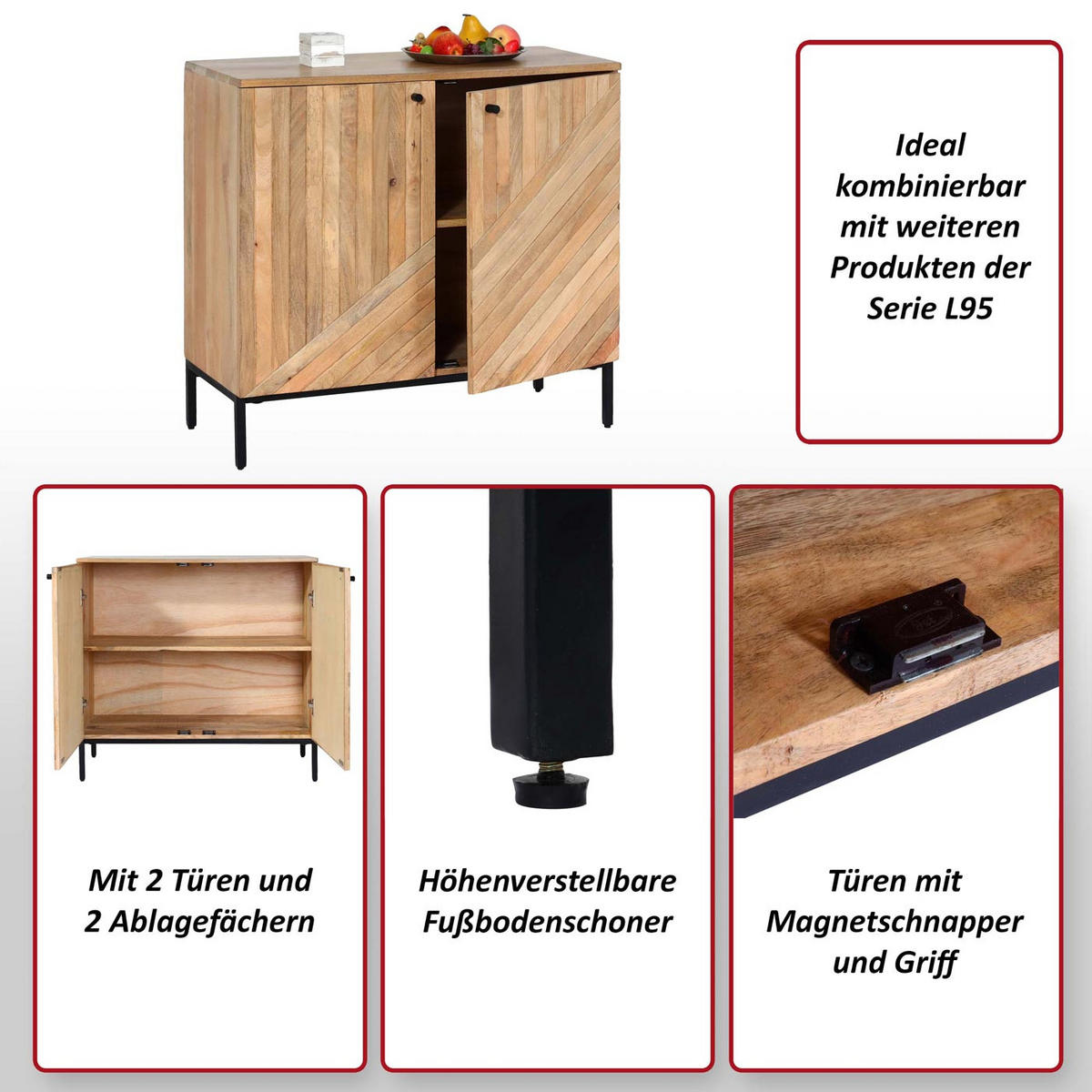 HIGHBOARD Beige - Beige, Holz (90/86/43cm) - MCW