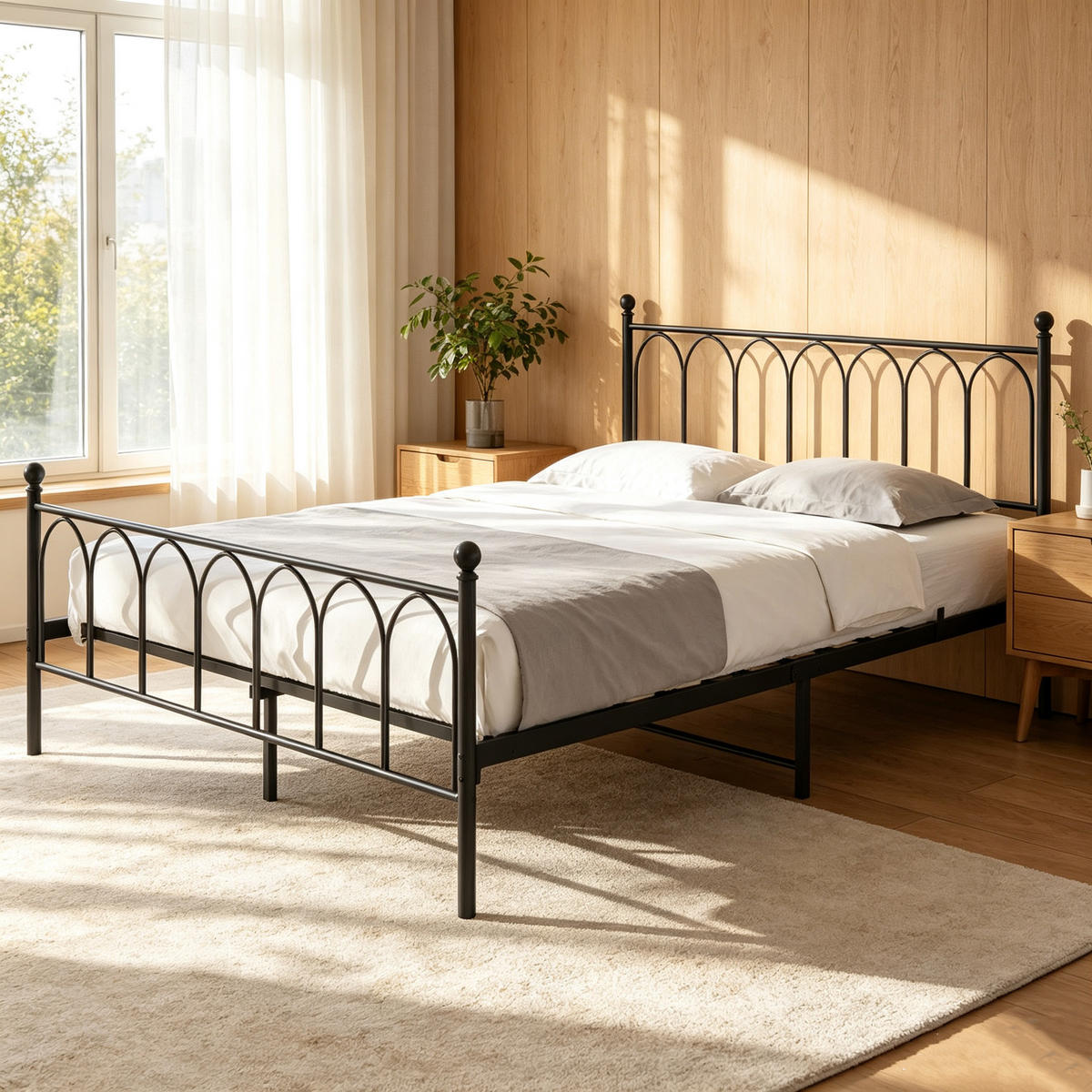 KOVOVÁ POSTEL 140/200 cm s úložným prostorem pod postelí, s roštem, černá - černá, kov (140/200cm) - STILVORA