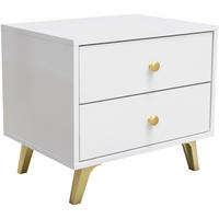 NACHTTISCH Solea mit 2 Schubladen, Weiß - Goldfarben/Weiß, Holzwerkstoff (54/48/41cm) - Beautysofa