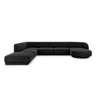 PANORAMASOFA links Miley aus Chenille-Stoff schwarz 6 Sitzplätze - Schwarz, Textil (255/70/330cm) - Micadoni