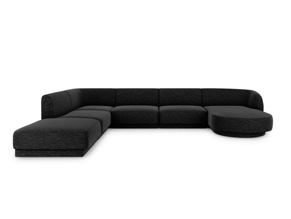 PANORAMASOFA links Miley aus Chenille-Stoff schwarz 6 Sitzplätze - Schwarz, Textil (255/70/330cm) - Micadoni