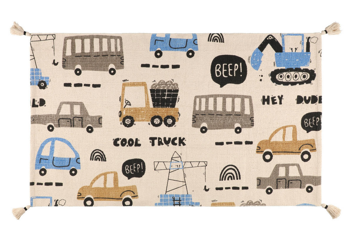 BAUMWOLLTEPPICH LKW-Muster 70/120 cm - Multicolor, Naturmaterialien (70/120cm)