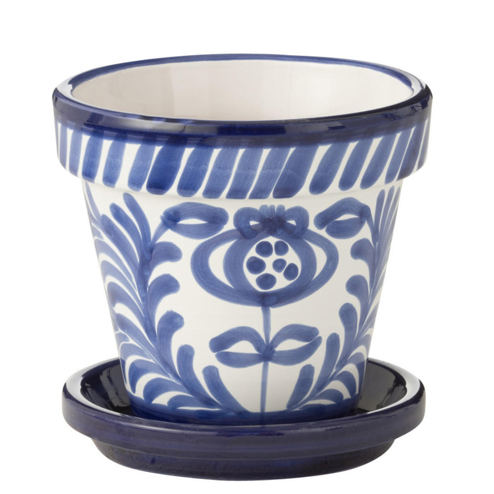 BLUMENTOPF GRANADA PATTERN - Töpferei - Blau - S - Ø 21 cm - Multicolor, Keramik (21/19cm) - J-Line