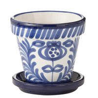 BLUMENTOPF GRANADA PATTERN - Töpferei - Blau - S - Ø 21 cm - Multicolor, Keramik (21/19cm) - J-Line