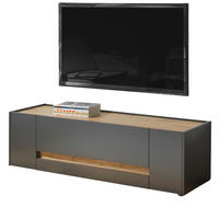 TV-LOWBOARD grau matt, Eiche Wotan 140 cm, TV-Unterteil mit Schubkasten - Eiche Wotan/Grau, Holzwerkstoff/Kunststoff (140/40/45cm) - Furn.Design