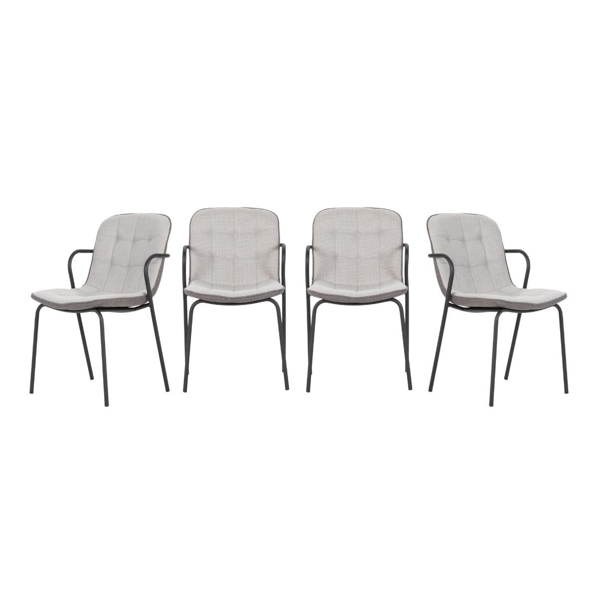 STÜHLE 4er-Set aus Stoff mit Metallbeinen 59/46/51 cm - Hellgrau, Textil (59/46/75cm) - Calicosy
