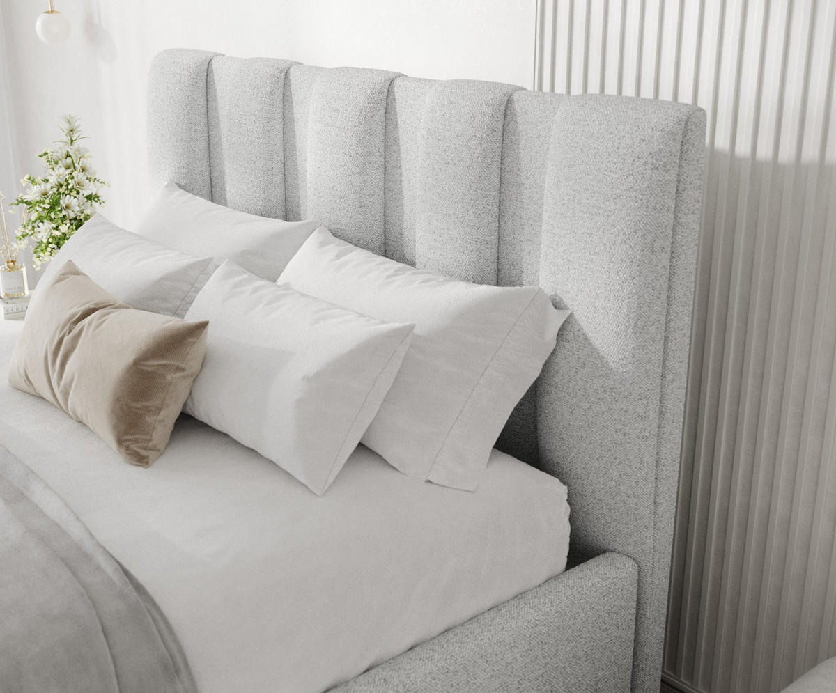 POLSTERBETT Loom 180/200 cm Hellgrau im Riva Stoff - Hellgrau/Naturfarben, Holz/Holzwerkstoff (180/200cm) - AltaBeds