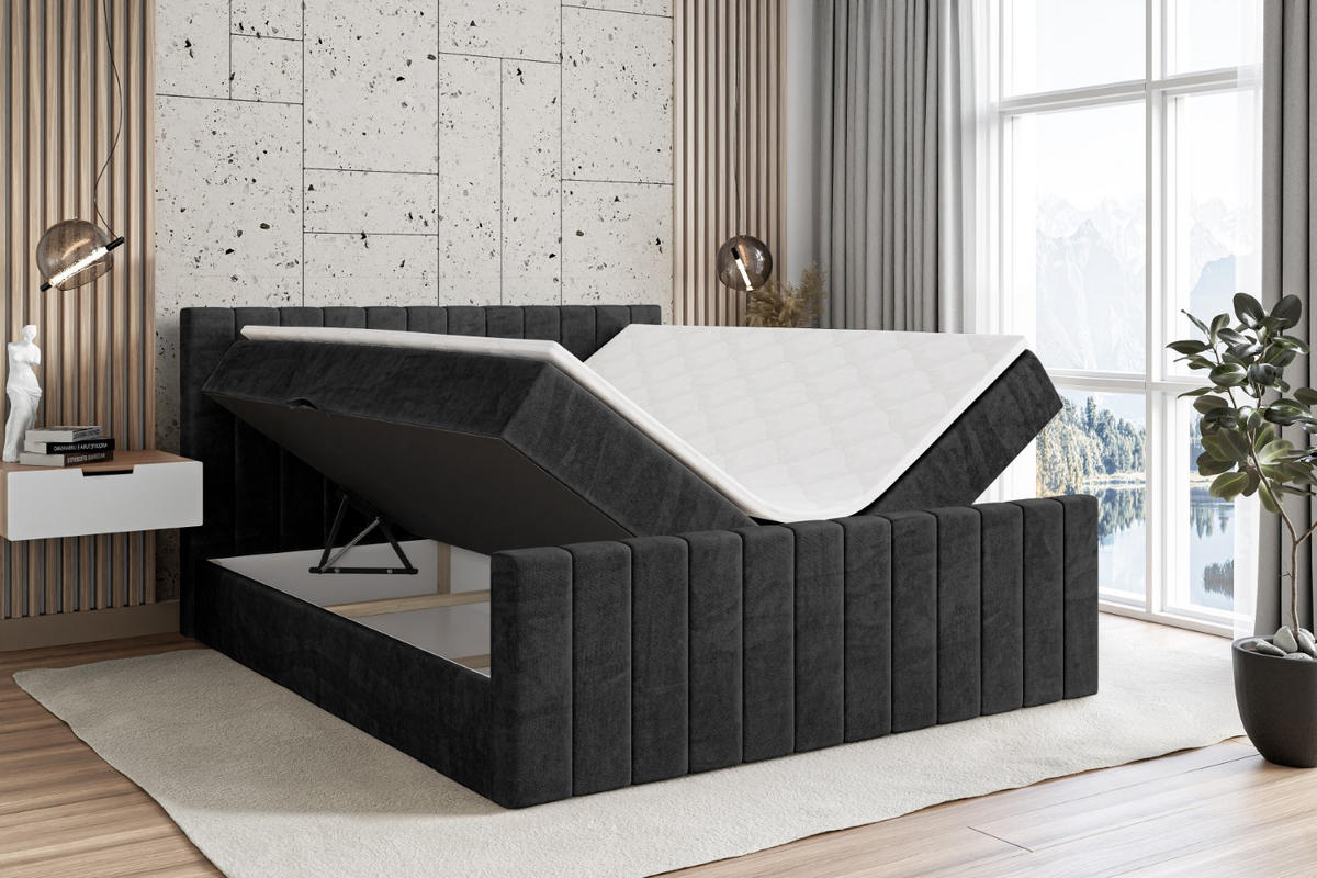BOXBETT EDITA-Z - 120x200 cm - H4 - Schwarz - Schwarz, Holzwerkstoff (120/200cm) - ALTDECOR