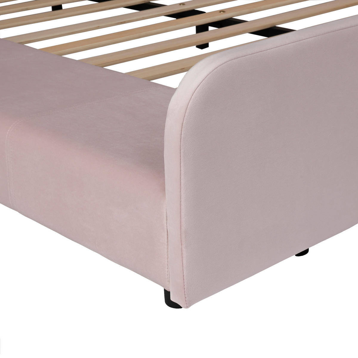 POLSTERBETT 140/200 cm in Pink mit Schreibtisch, Hocker und Ablageboden aus Samt - Kinderzimmer mit Stil - Rosa, Holzwerkstoff/Textil (140/200cm) - STILVORA