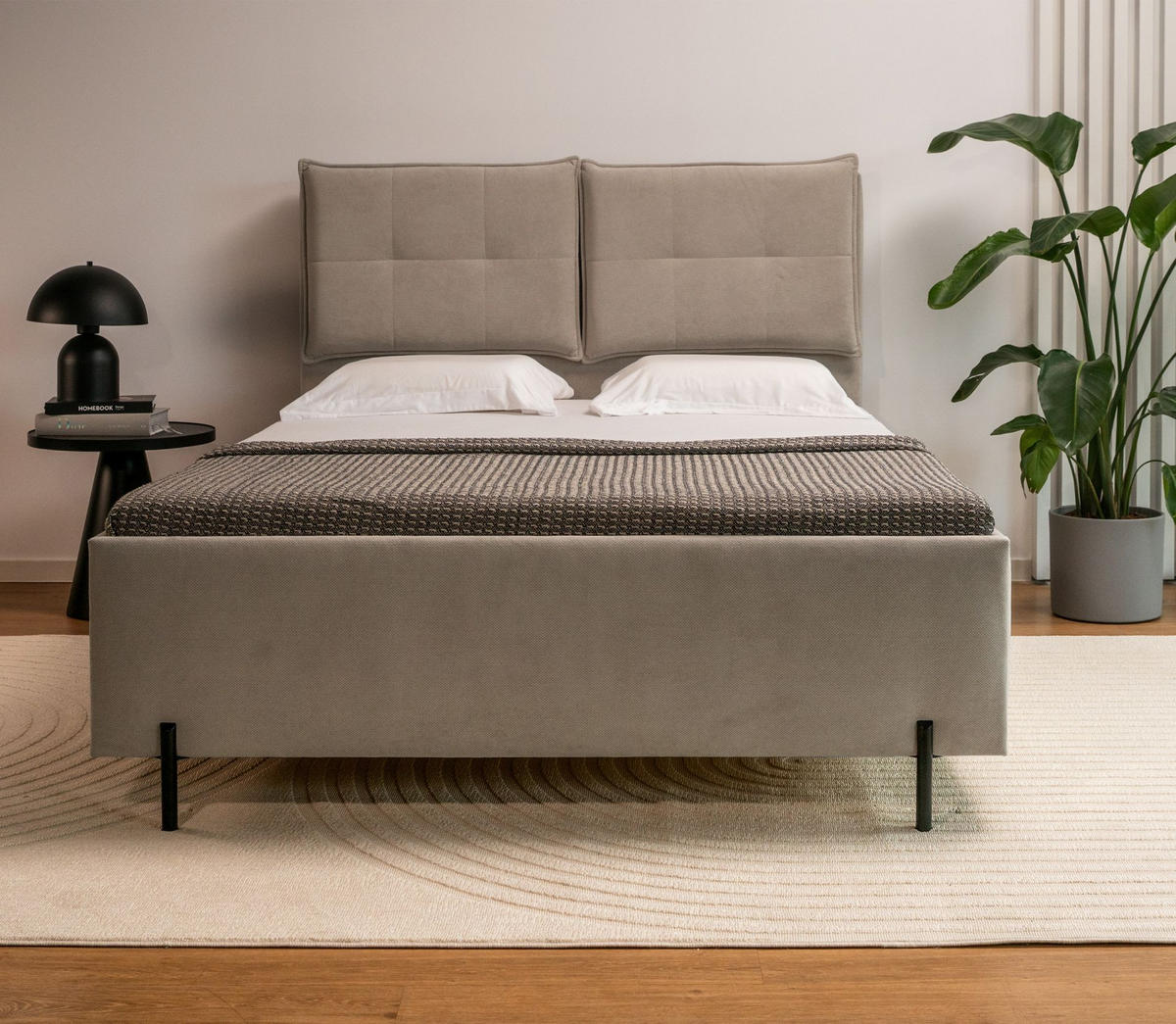 POLSTERBETT Belleo Dunkelbeige 180x200 cm - Schwarz/Cappuccino, Textil/Metall (180/200cm) - Selsey