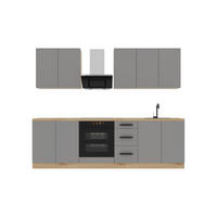 KÜCHENZEILE 260 cm – Nexa K97-G260 – in Beige / Matt - Beige/Schwarz, Holz/Metall (260/212/58cm) - ROYAL24_MARKT